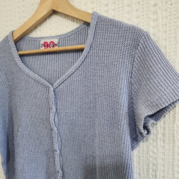 Vintage 90 Design Periwinkle Square Knit Button Front Top Size Small - Picture 10 of 12